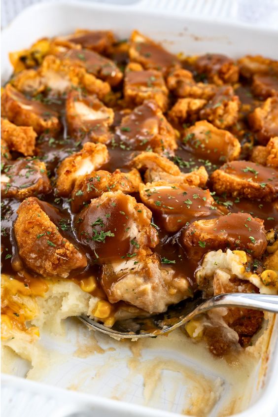 Mashed Potato and Crispy Chicken Casserole